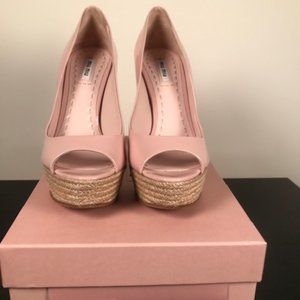 Mui Mui Patent Nude PeepToe  Hidden Platfrom Heel
